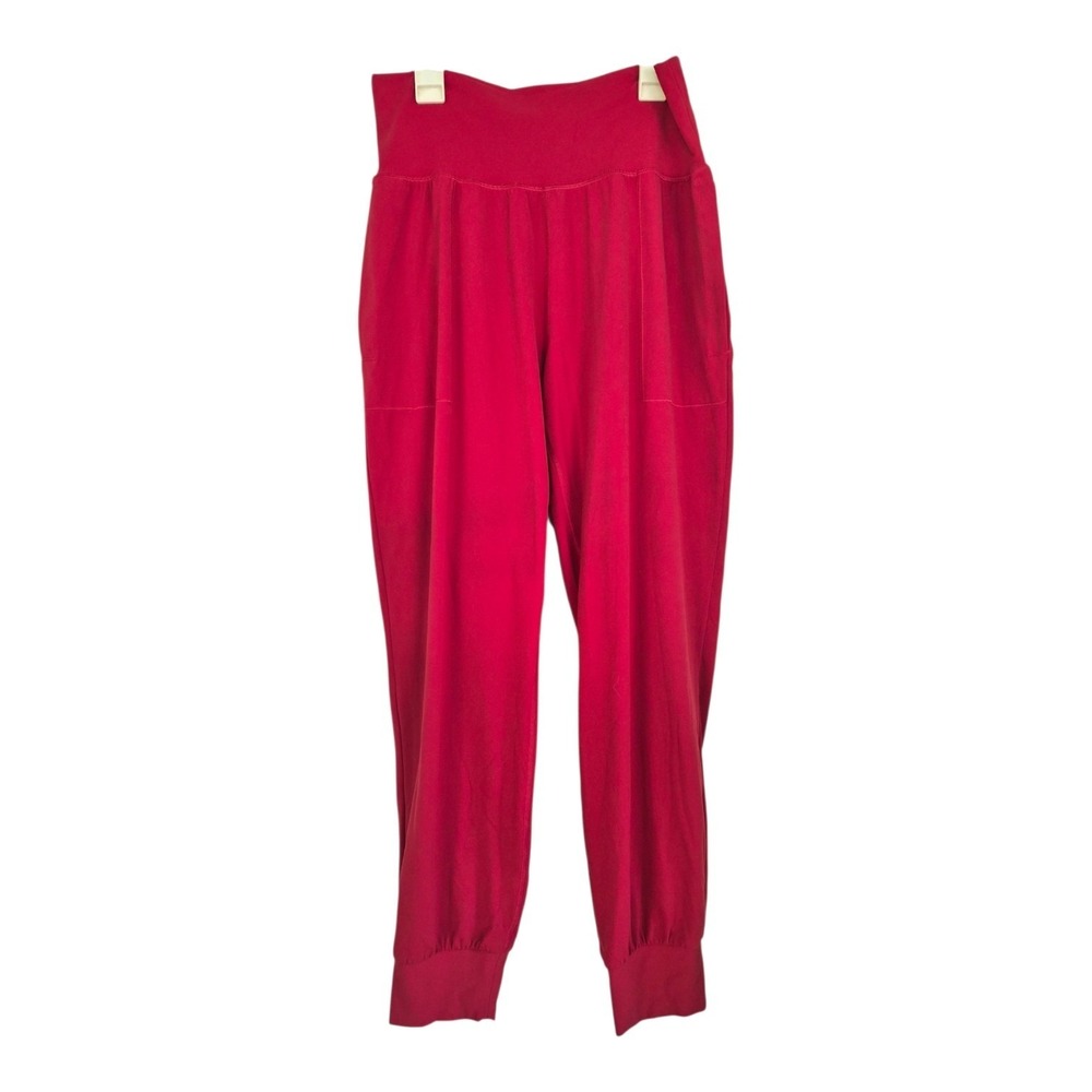 Athleta Salutation Jogger Pants Medium Red High Rise Pockets Yoga Athleisure‎